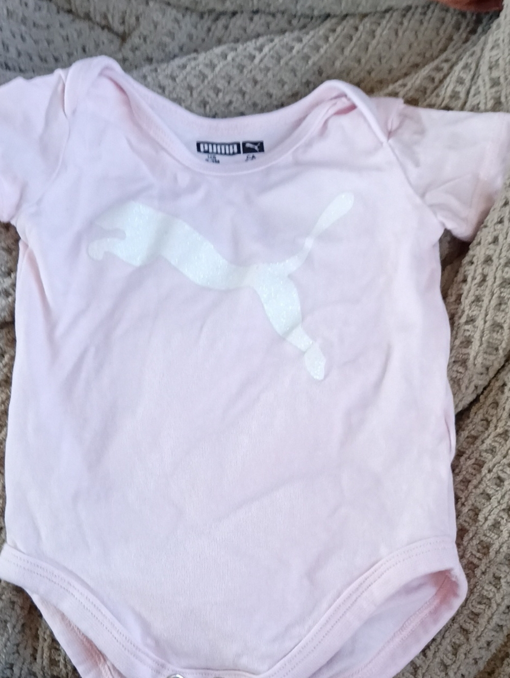 Puma Light Pink Baby Logo One-Piece Bodysuit